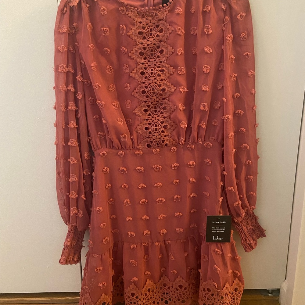 Love or Lust Mauve long sleeve Lulu’s dress - Picture 4 of 4